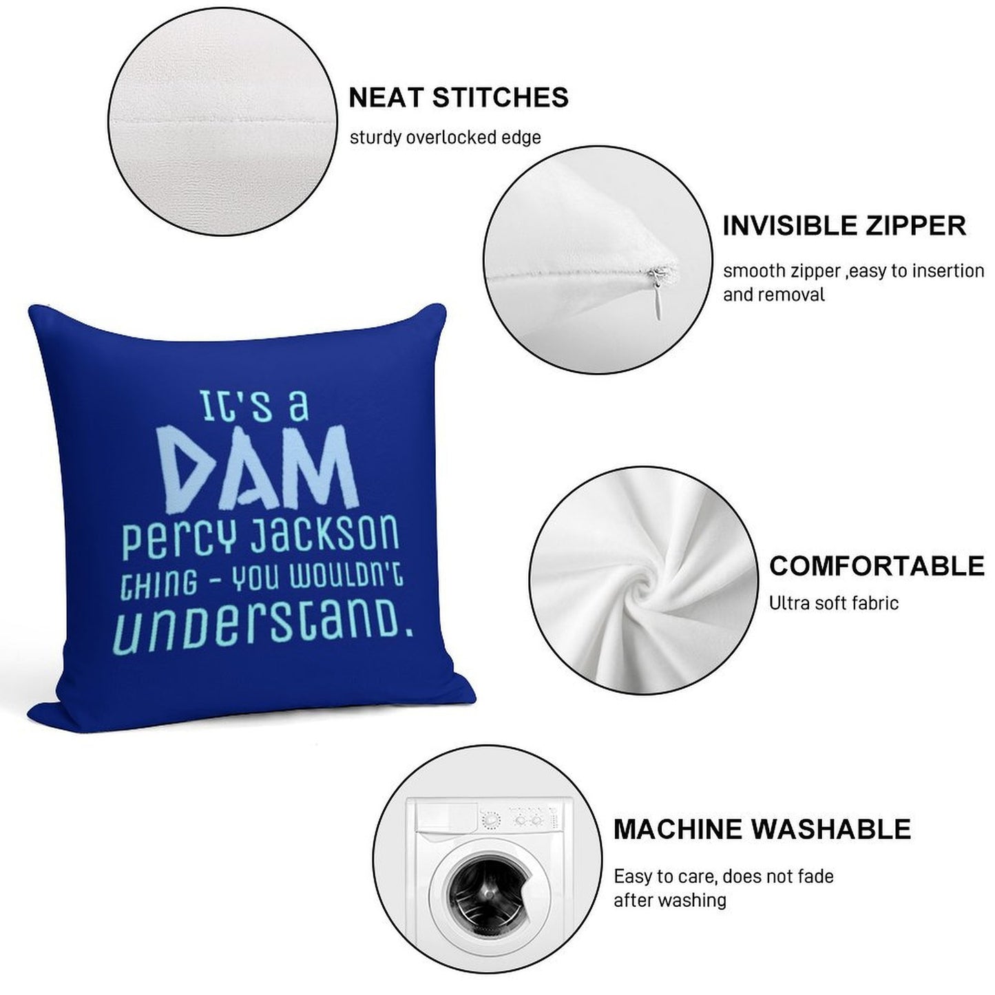 It's A Dam Percy Jackson Thing Drawing Soft Anti-Pilling Throw Pillow