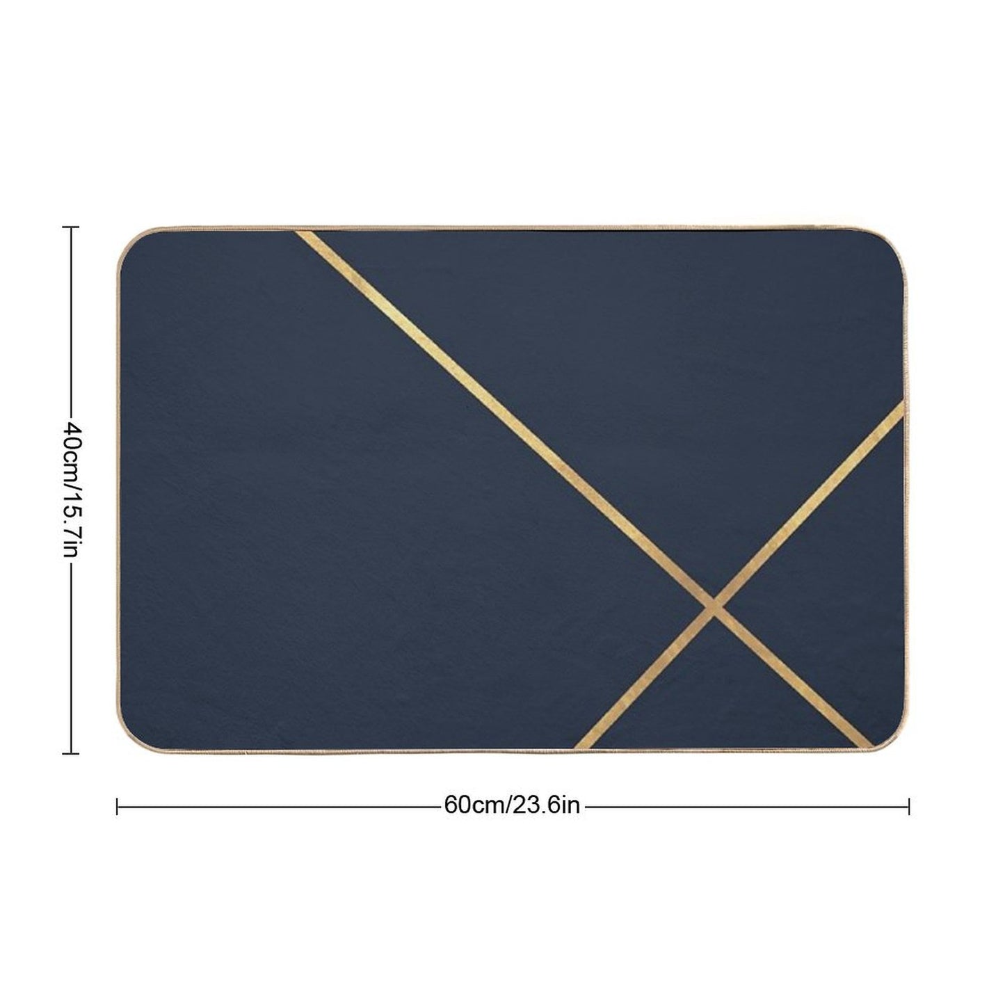 Minimalist Midnight Navy And Gold Lines Bath Mat