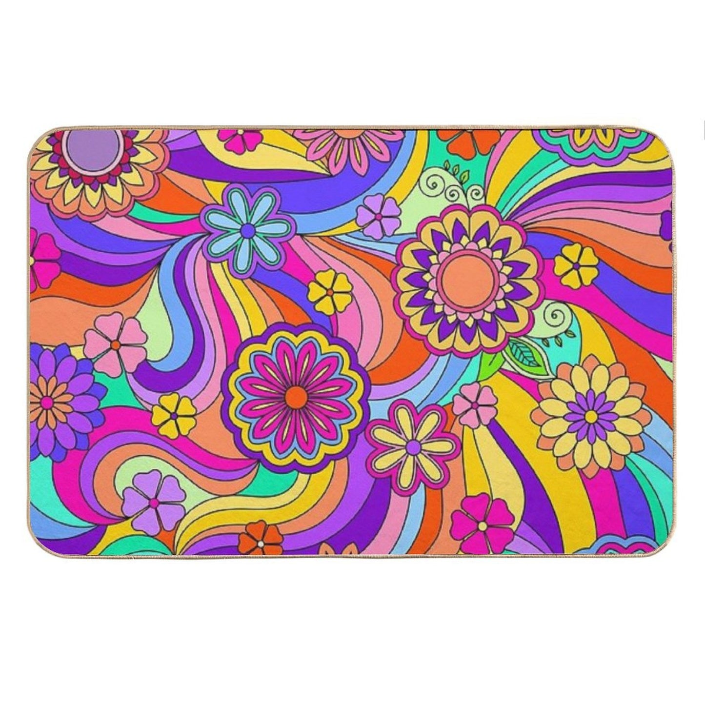 Groovy Psychedelic Flower Power Bath Mat