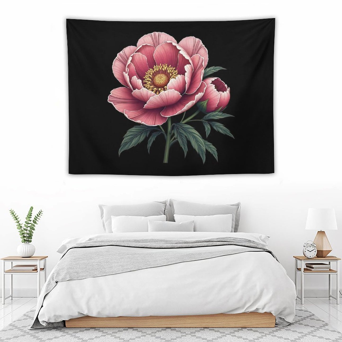 Elegant Peony Flower Graphic Tapestry