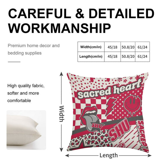 Sacred Heart Linen Throw Pillow Cover