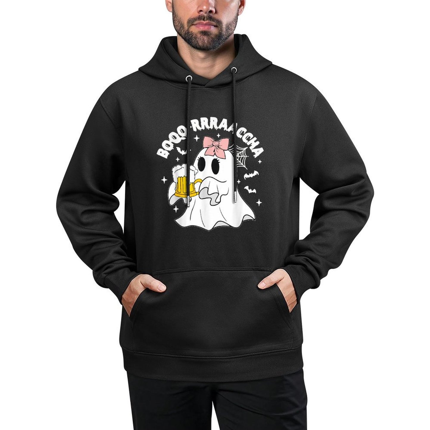 Boo-racha Funny Halloween Ghost Beer Design Borracha Funny Versatile Streetwear Hoodie