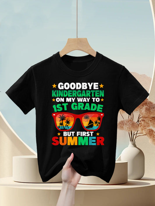 Goodbye Kindergarten First Summer Graduation Last Day Boys Kids T-Shirt