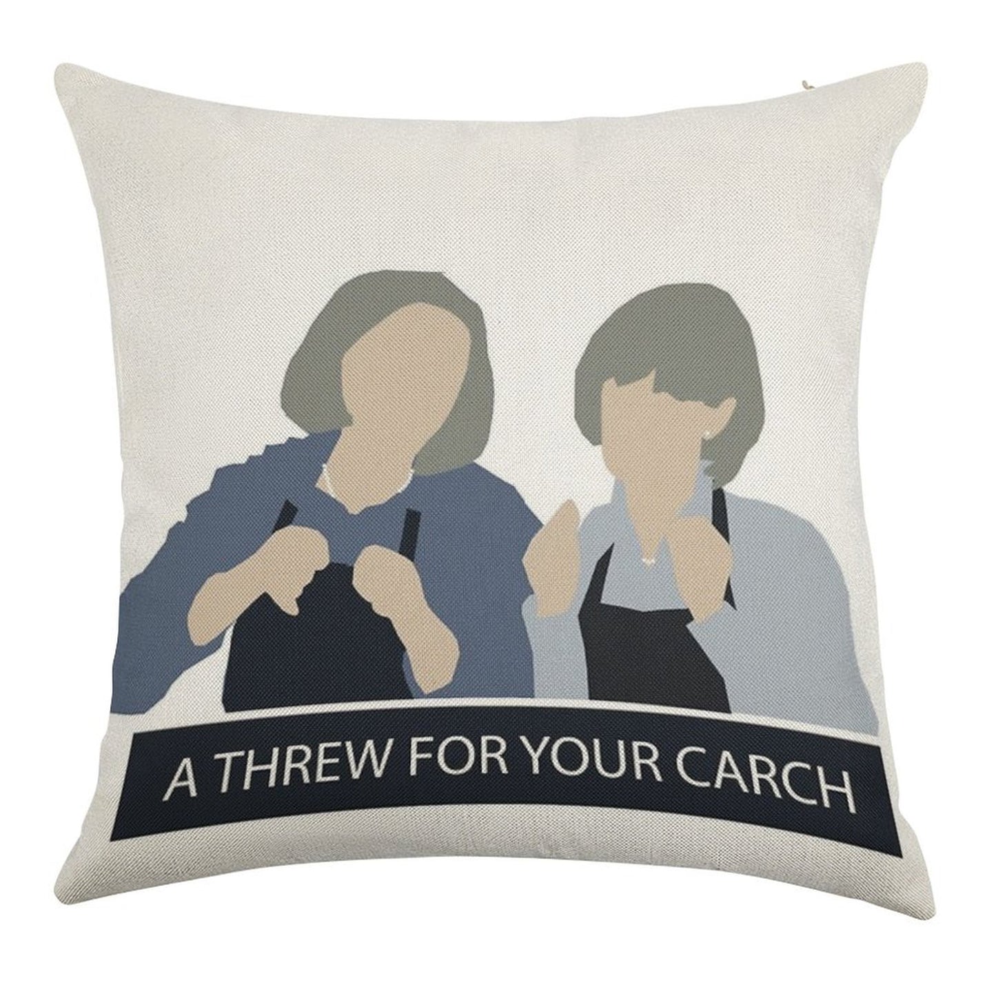Prude And Trude - Kath And Kim Linen Throw Pillow Cover