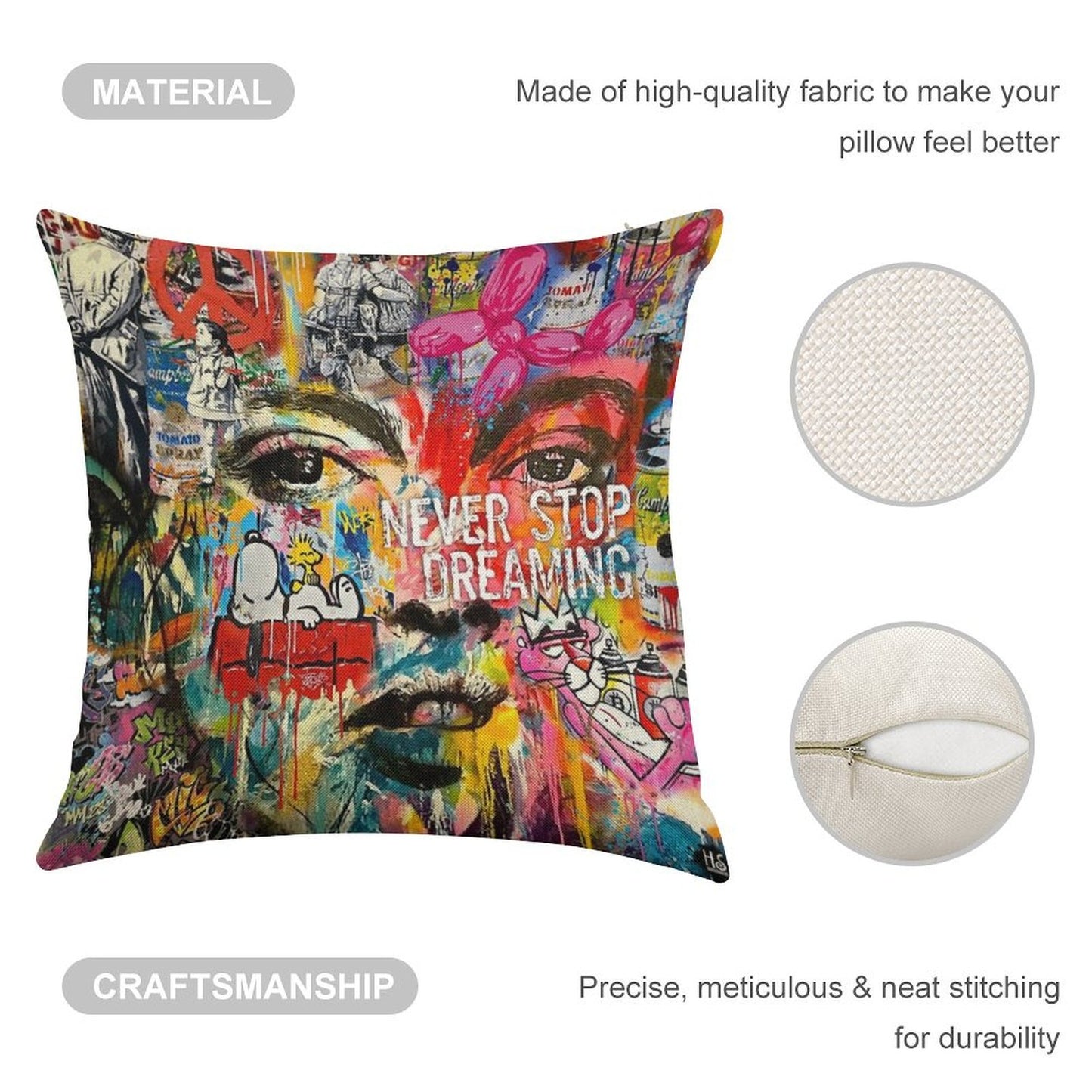 Banksy Inspired Pop Art Linen Throw Pillow Cover