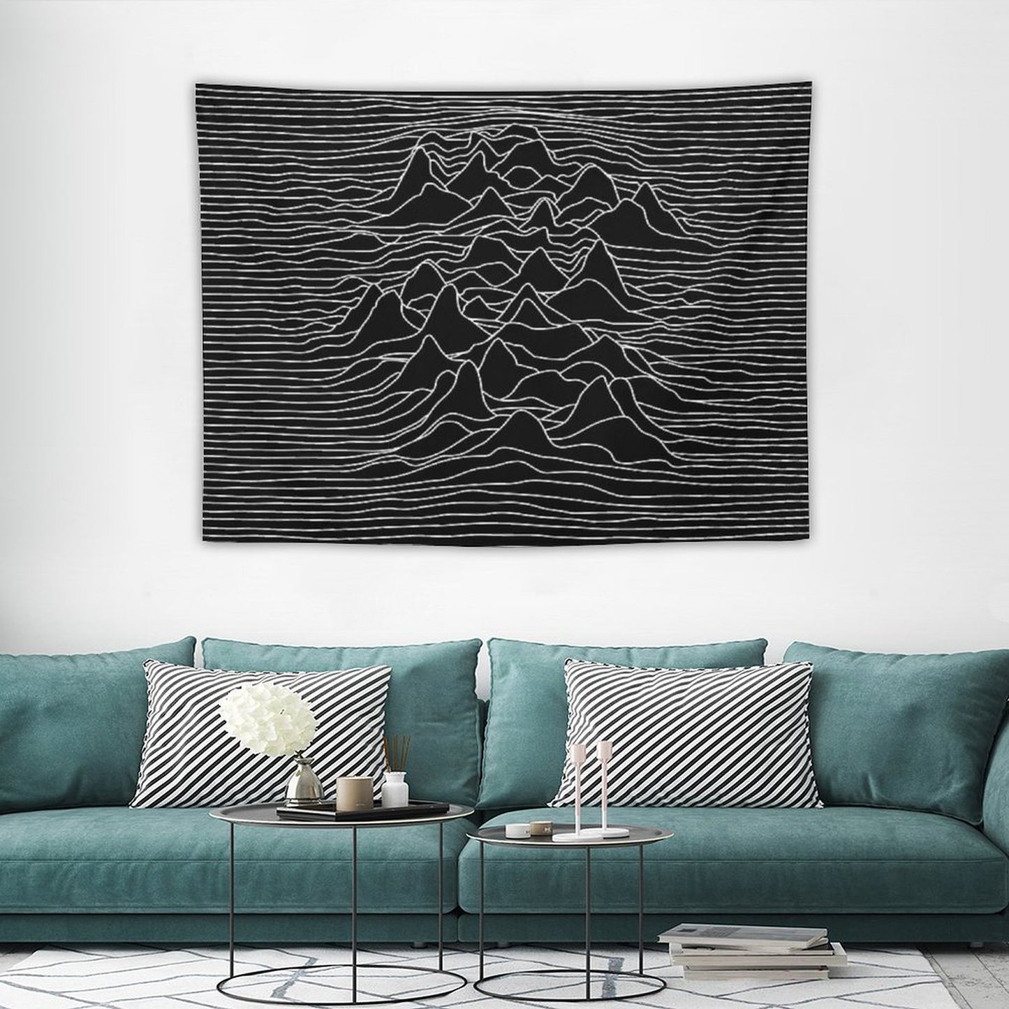 Black And White Illustration - Sound Wave Graphic - Black Tapestry