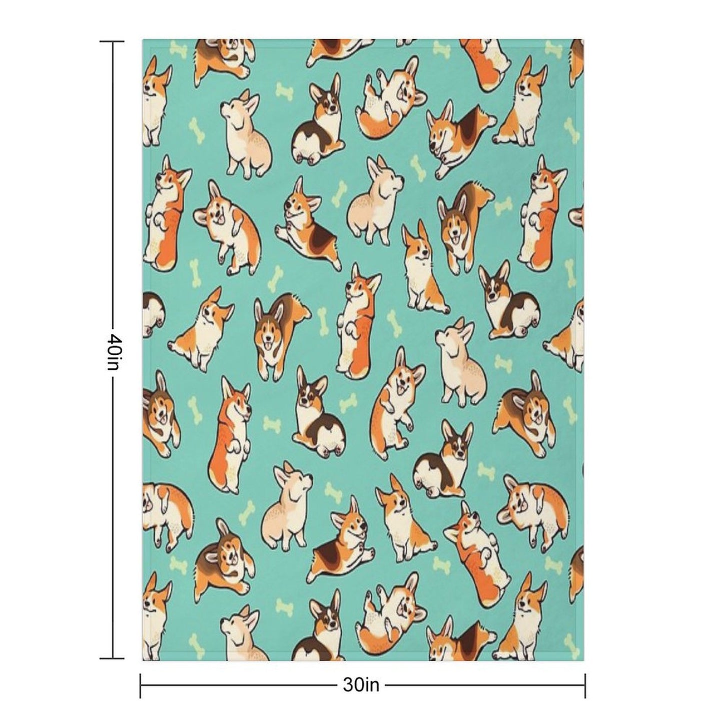 Jolly Corgis in Green Throw Blanket