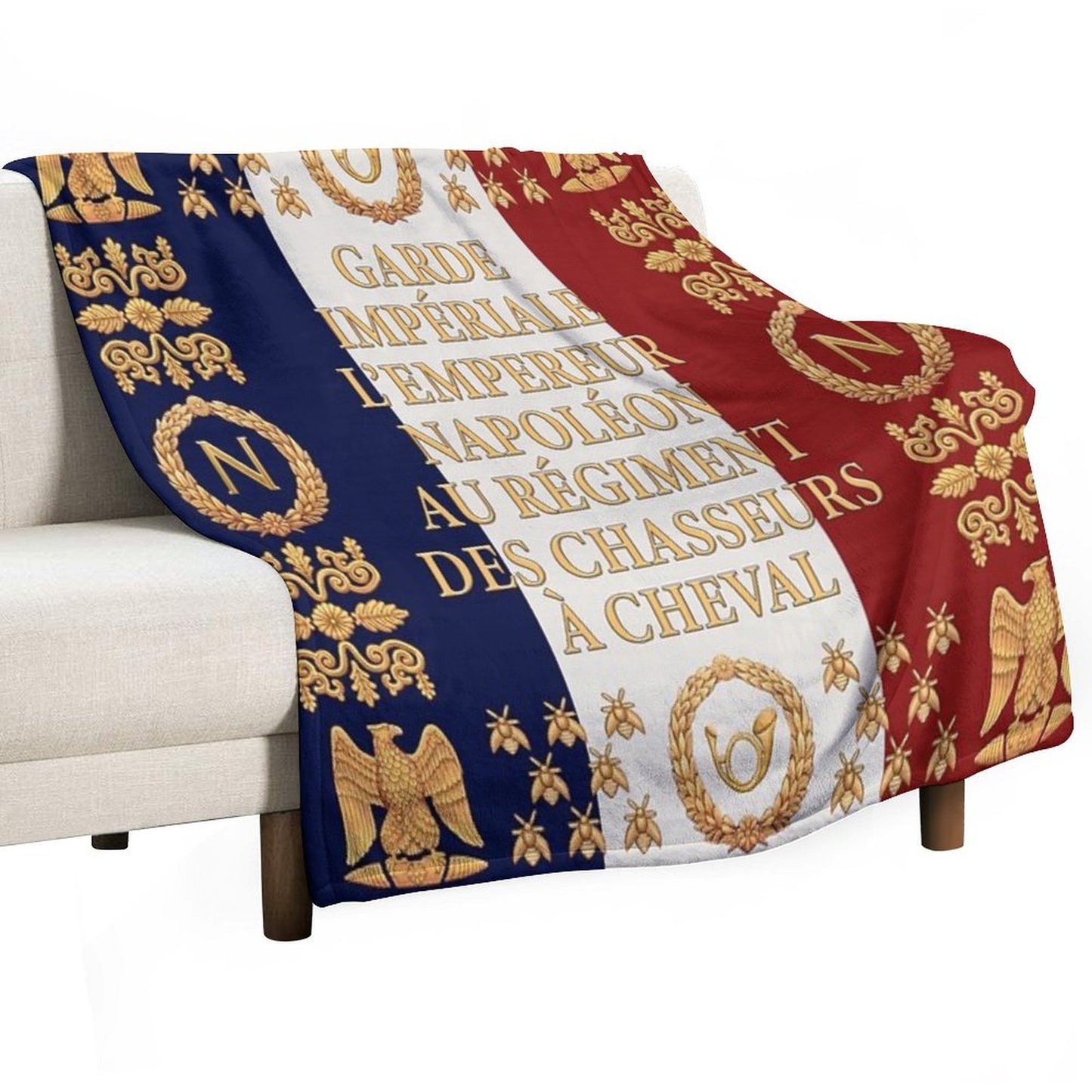Napoleonic French Flag of The Chasseurs A Cheval De La Garde Throw Blanket