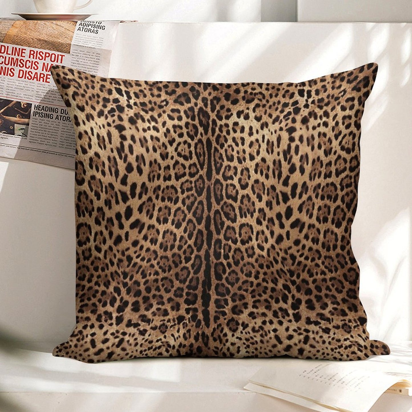 Leopard Print Skin Linen Throw Pillow Cover