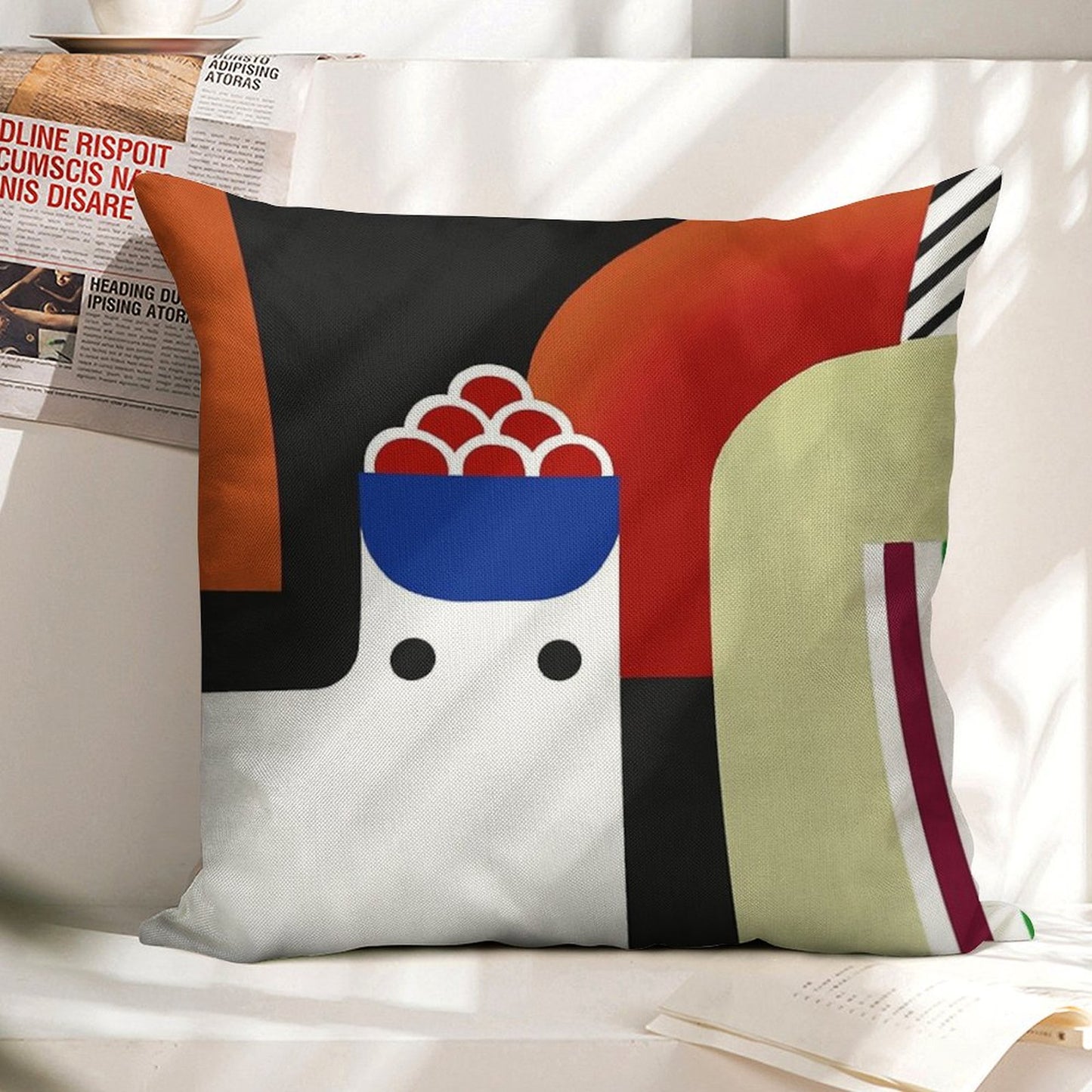 Silly Cat Linen Throw Pillow Cover