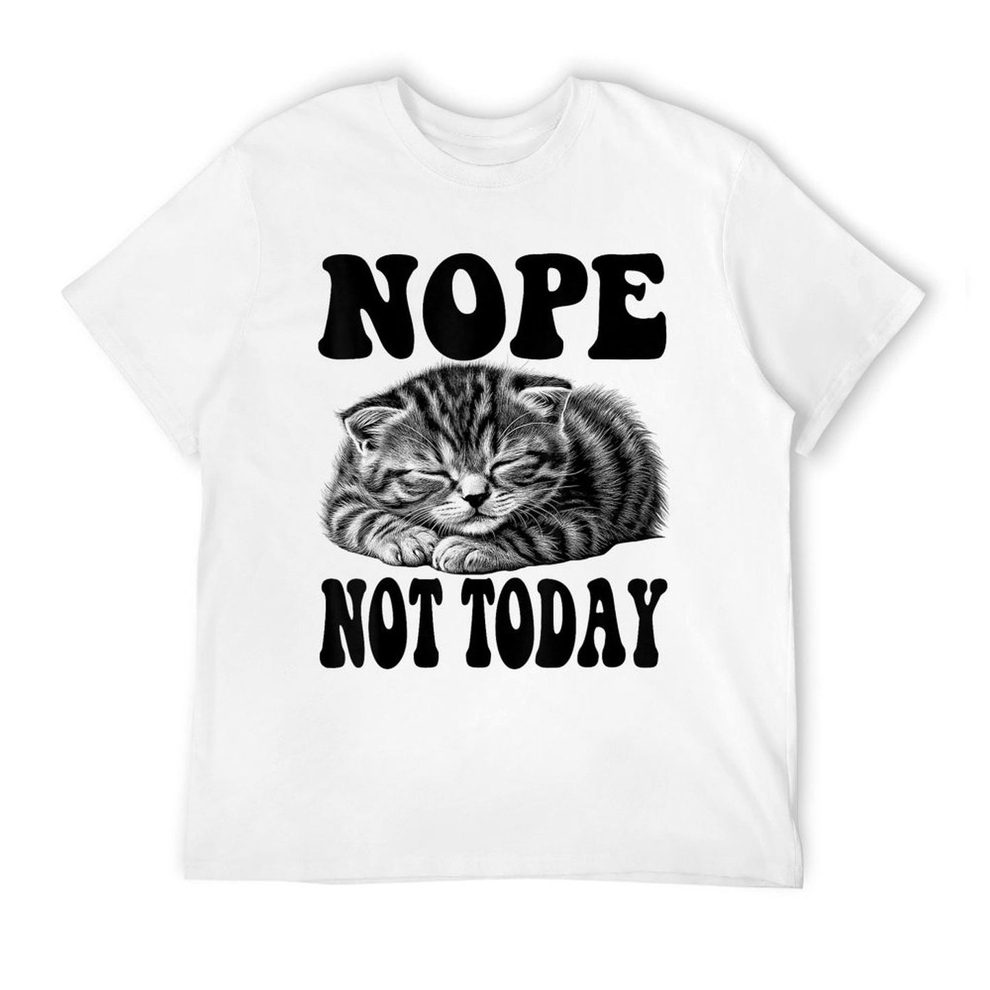 Nope Not Today Funny Cat Nope Not Today Short Sleeve Heathered Texture T-Shirt