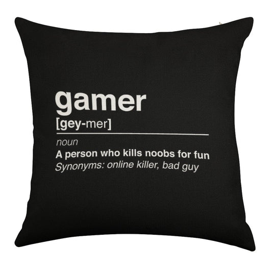 Gamer Definition Linen Throw Pillow Cover