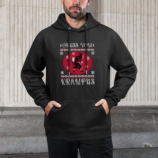 Gruss Vom Krampus. Goth Christmas Ugly Sweater. Krampus Xmas Sweatshirt Kangaroo Pocket Hoodie