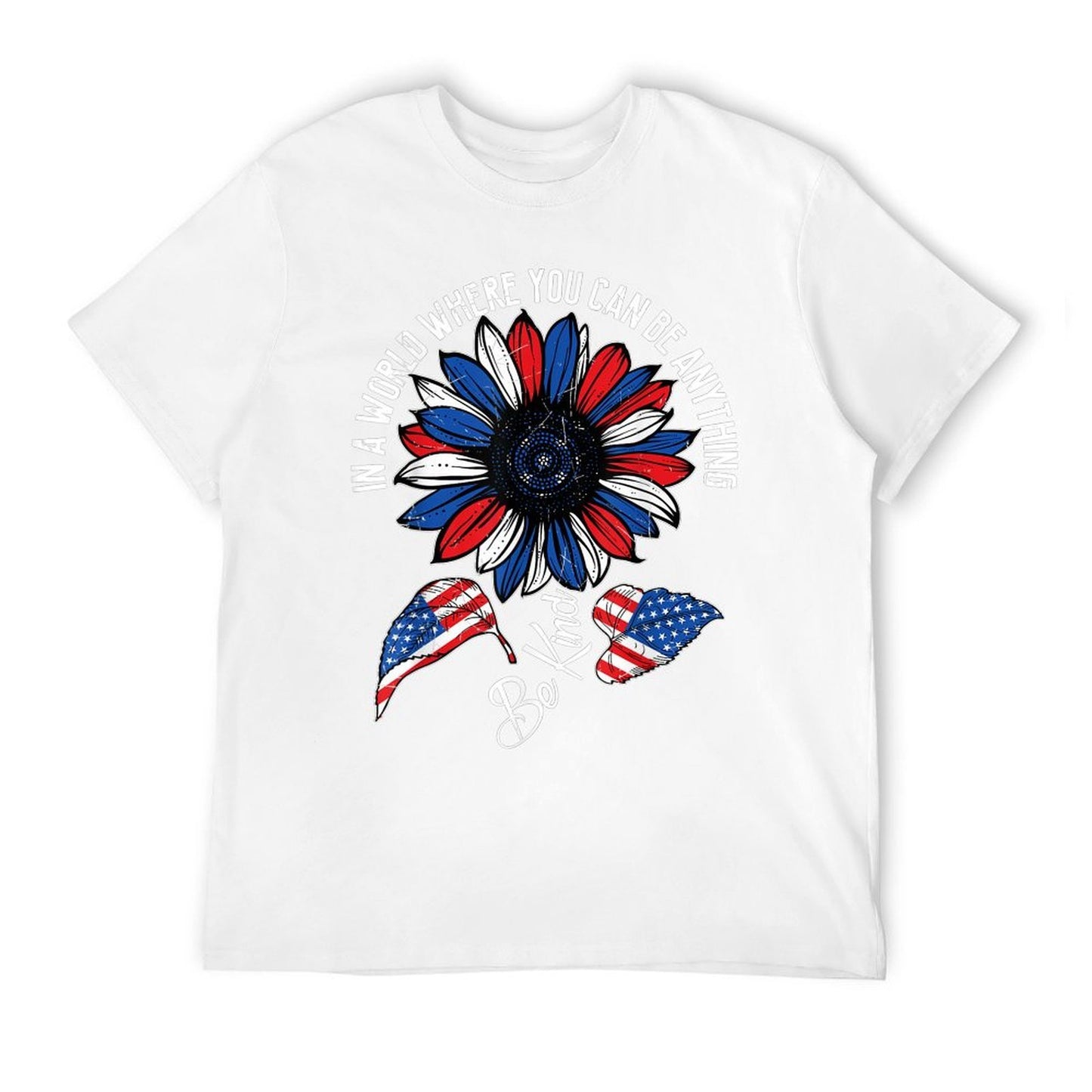 Retro Be Kind USA American Sunflower Happy 4th Of July Soft T-Shirt