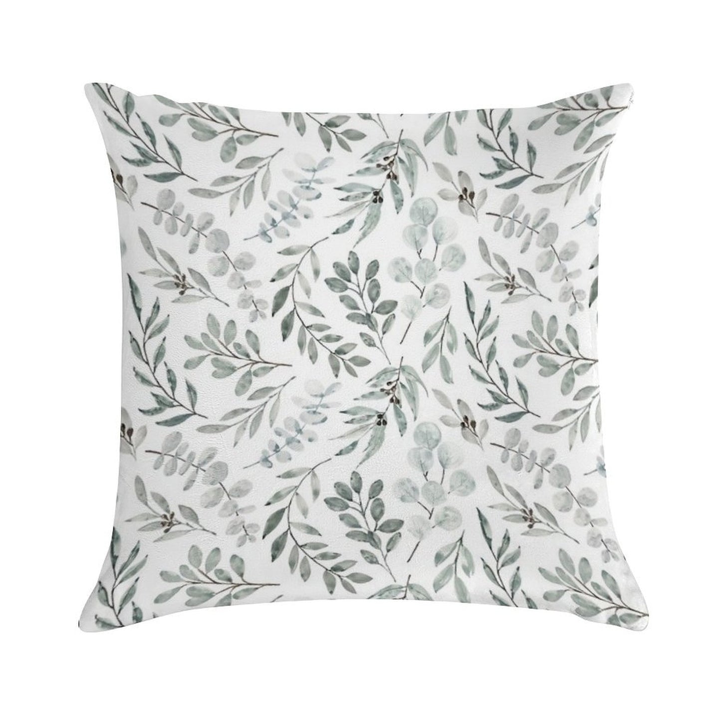 Australian Eucalyptus Watercolor Botanical Leaves Australianiana Eucalyptus Leaves in Watercolour Soft Short Plush Fabric Throw Pillow