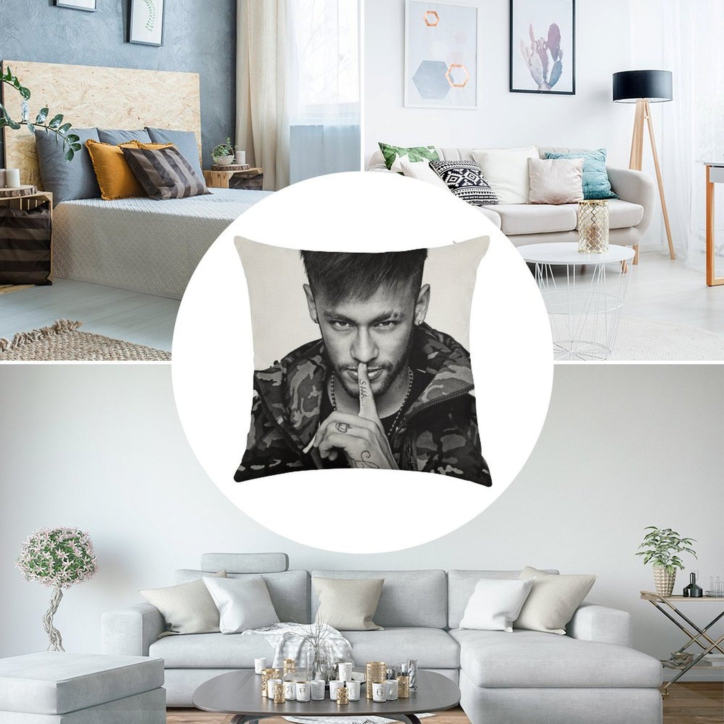 Neymar Art Linen Throw Pillow Cover