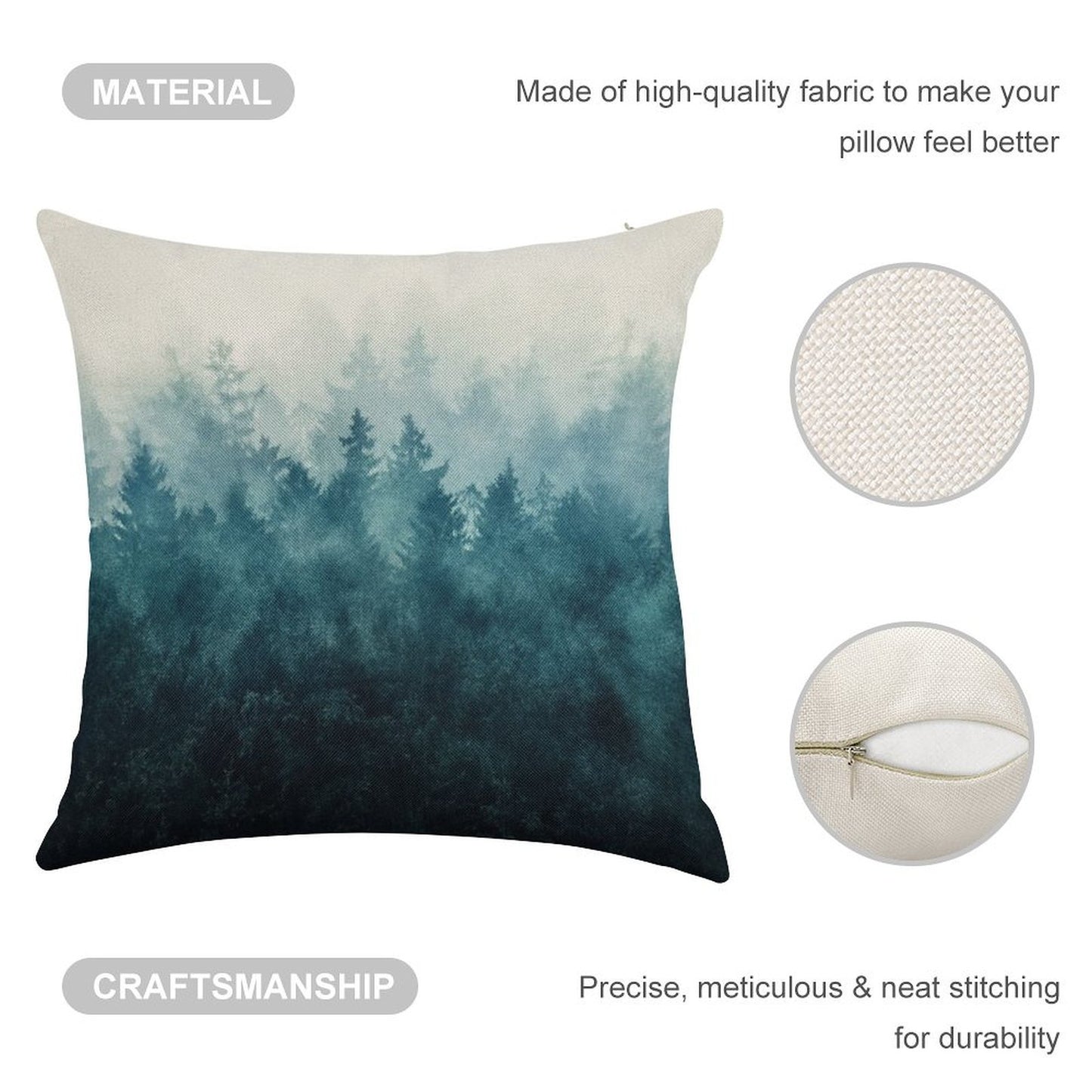 The Heart Of My Heart So Far From Home In A Misty Foggy Fall Wilderness Forest Linen Throw Pillow Cover