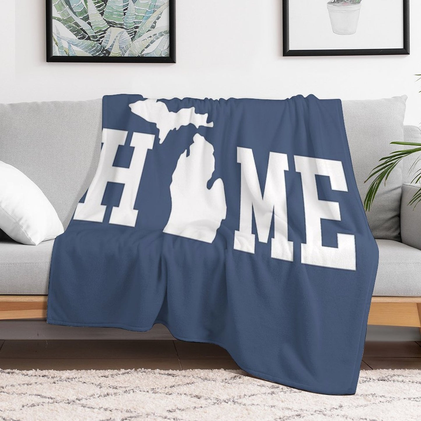 Michigan Is Home - All White Throw Blanket