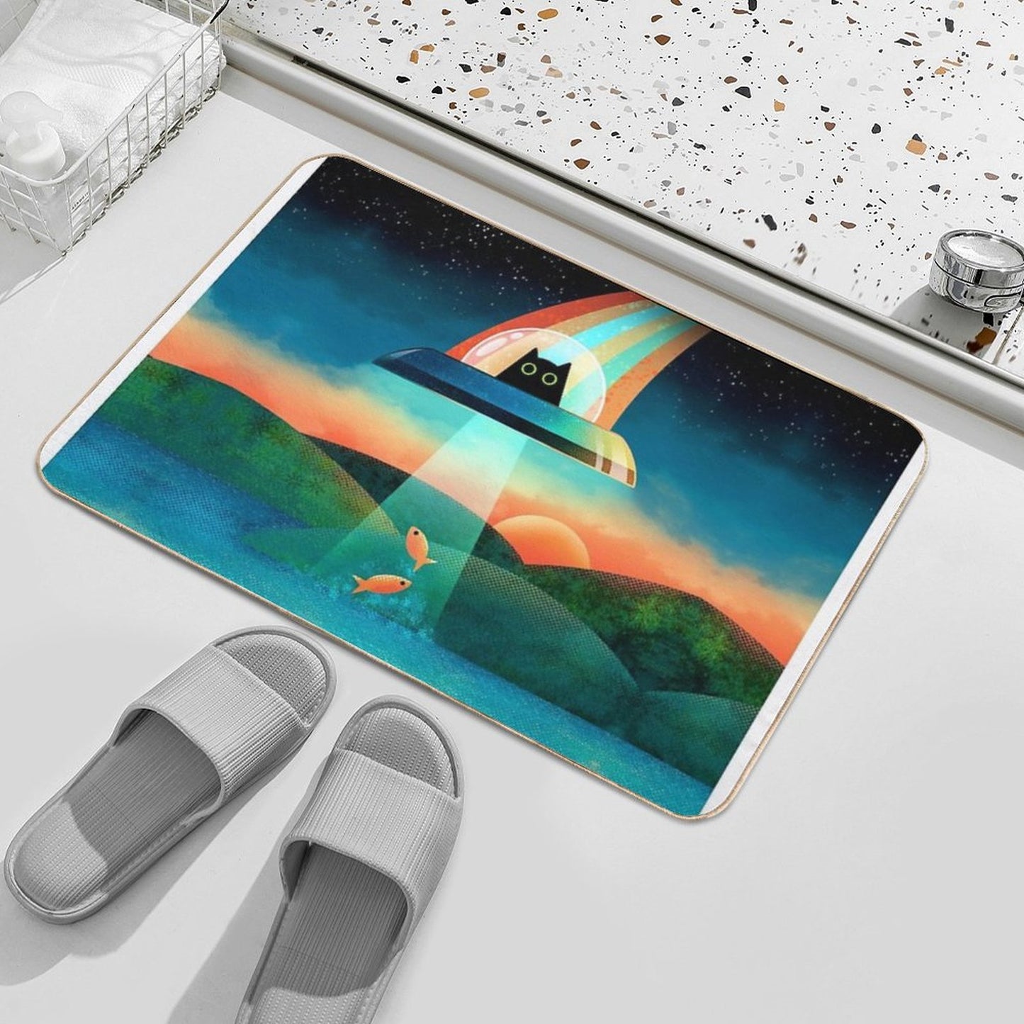 The Purrfect Alien Fade-Resistant Bath Mat
