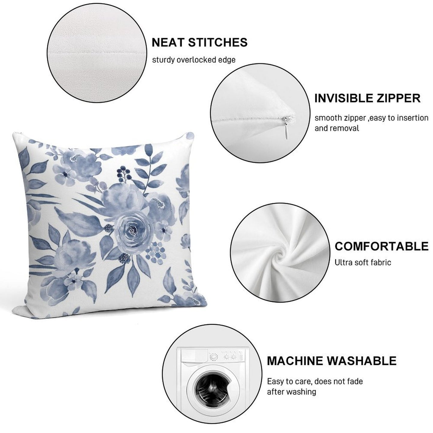 Hamptons Style Floral Design Soft Style Accent Throw Pillow