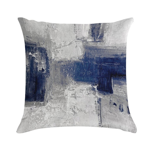 Blue Gray Abstract Soft Short Plush Fabric Throw Pillow