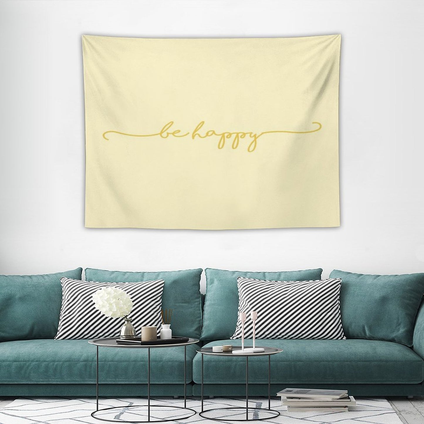 Be Happy-Yellow Tapestry