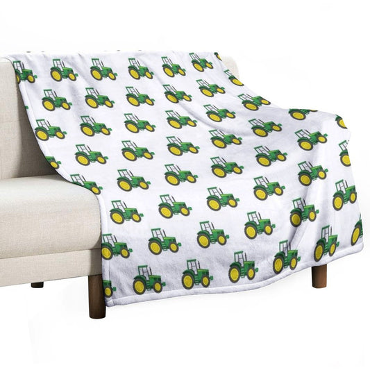 Green Tractors - Farming - Farm Themed Throw Blanket