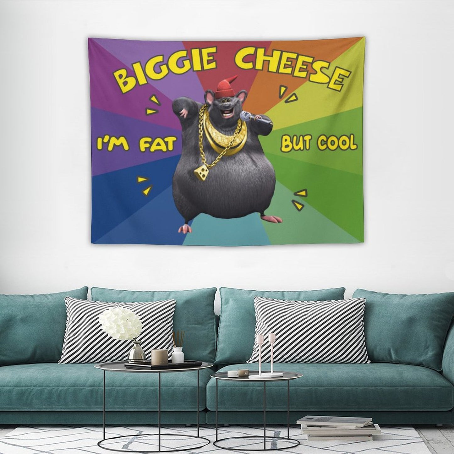 Funny Big Cheese I Am Fat But Cool Tapestry