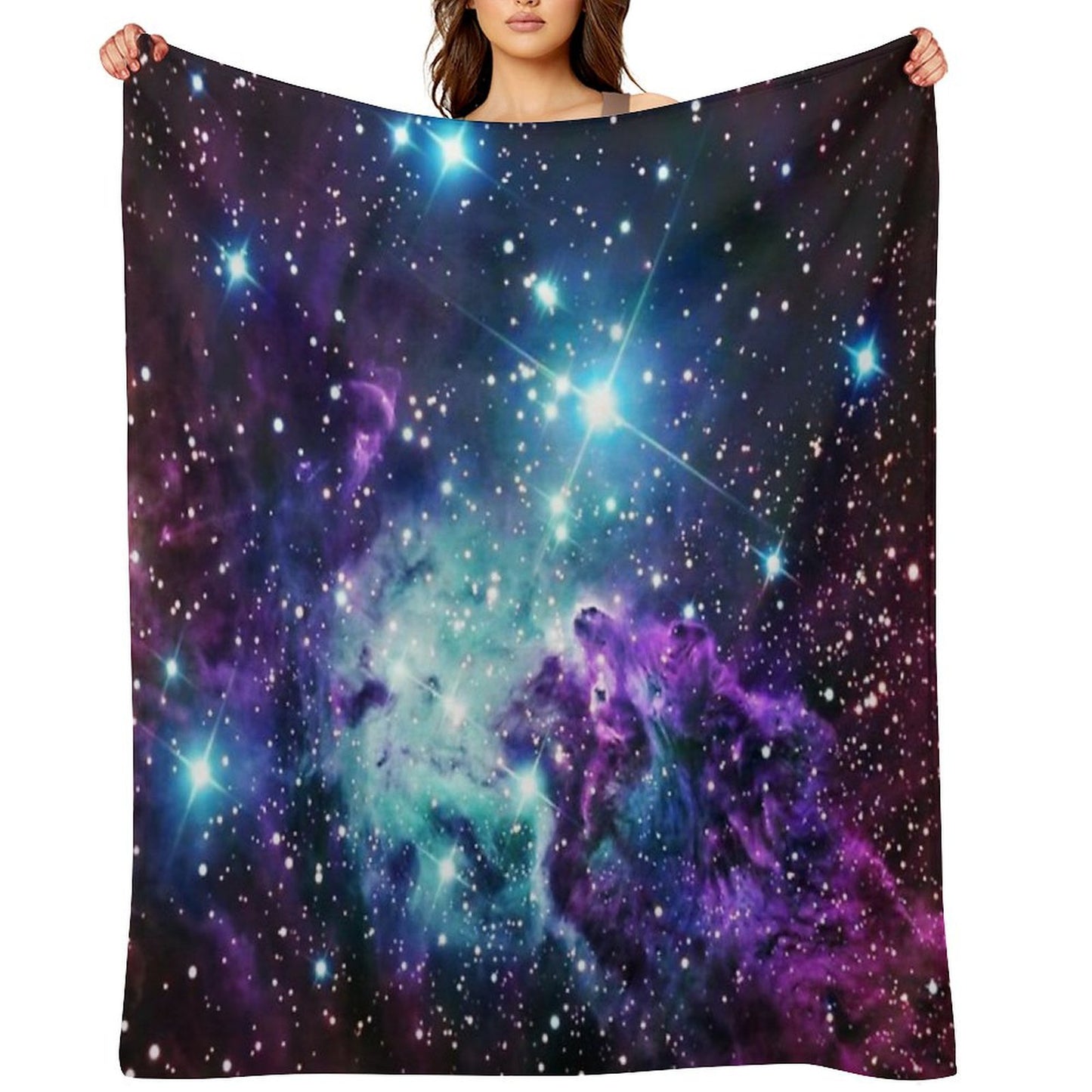 Fox Fur Nebula Teal Turquoise Purple Throw Blanket