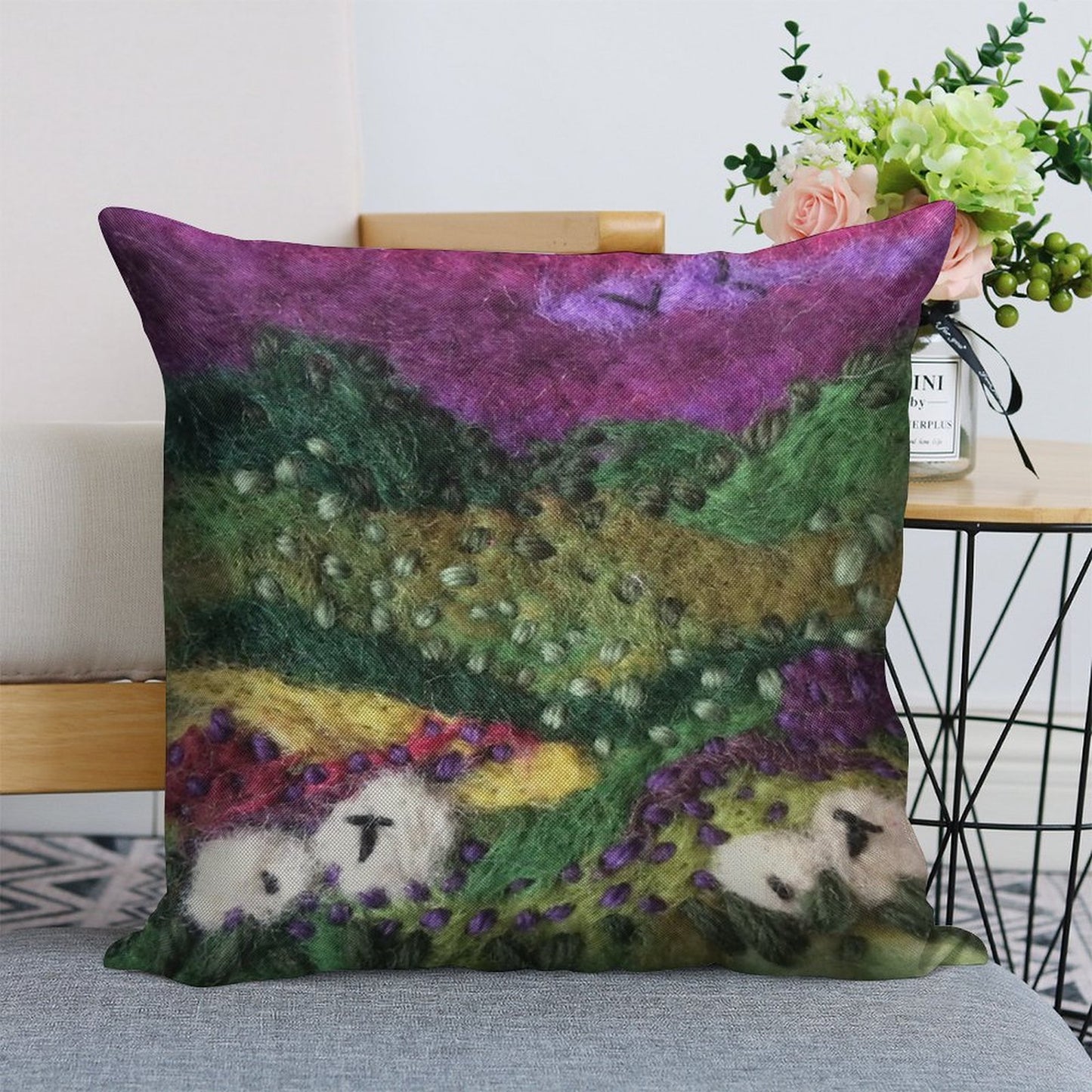 Print ONLY - North York Moors Felted Textile Art Linen Throw Pillow Cover
