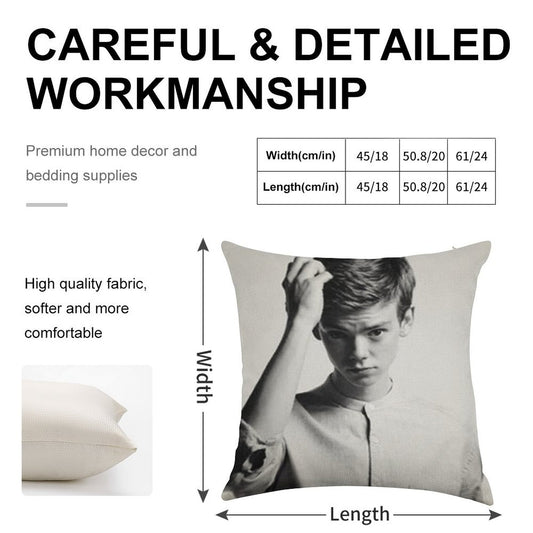 Thomas Brodie-Sangster 9 Linen Throw Pillow Cover