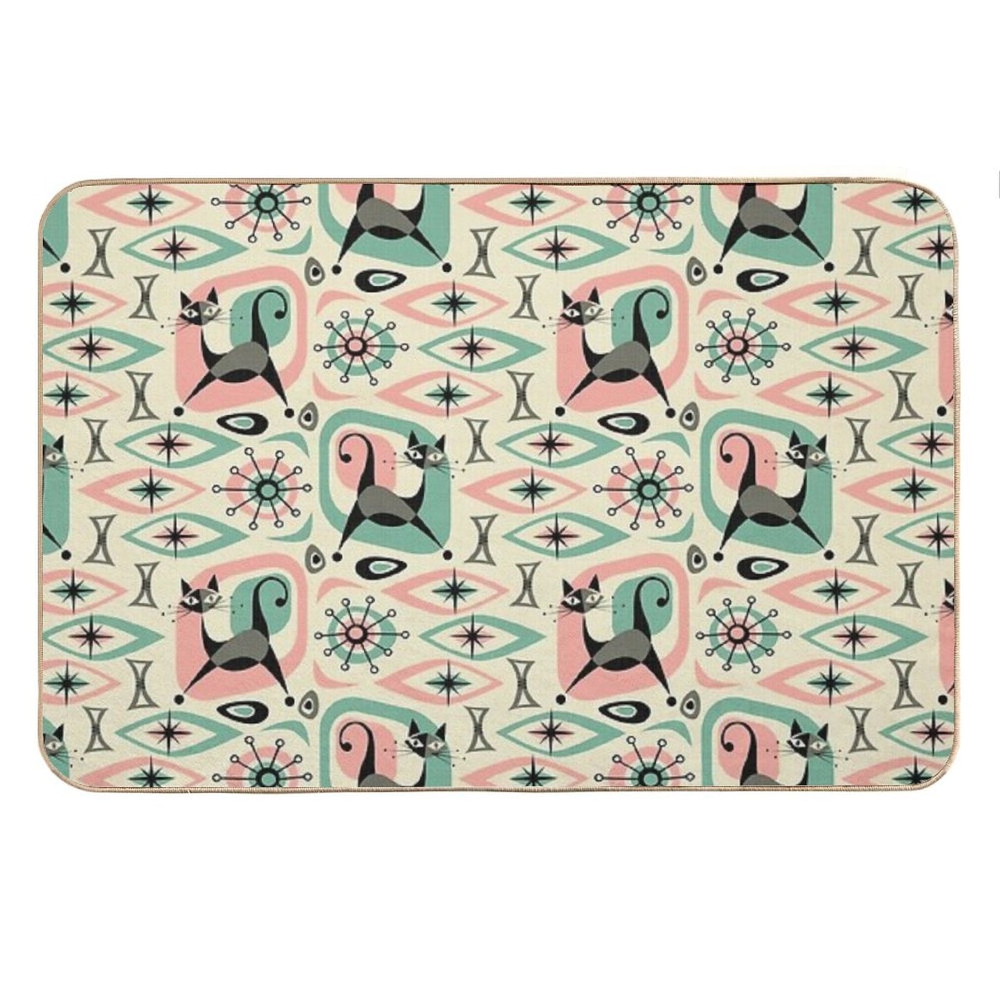 Mid Century Cat Abstract Bath Mat