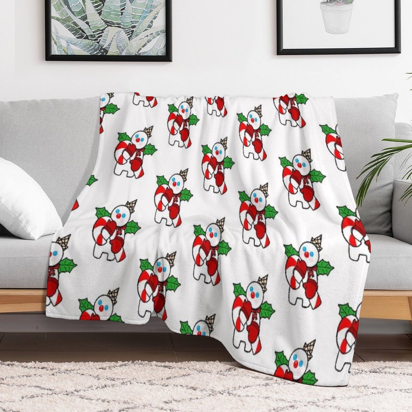 Mr. Bingle with Candy Cane Throw Blanket