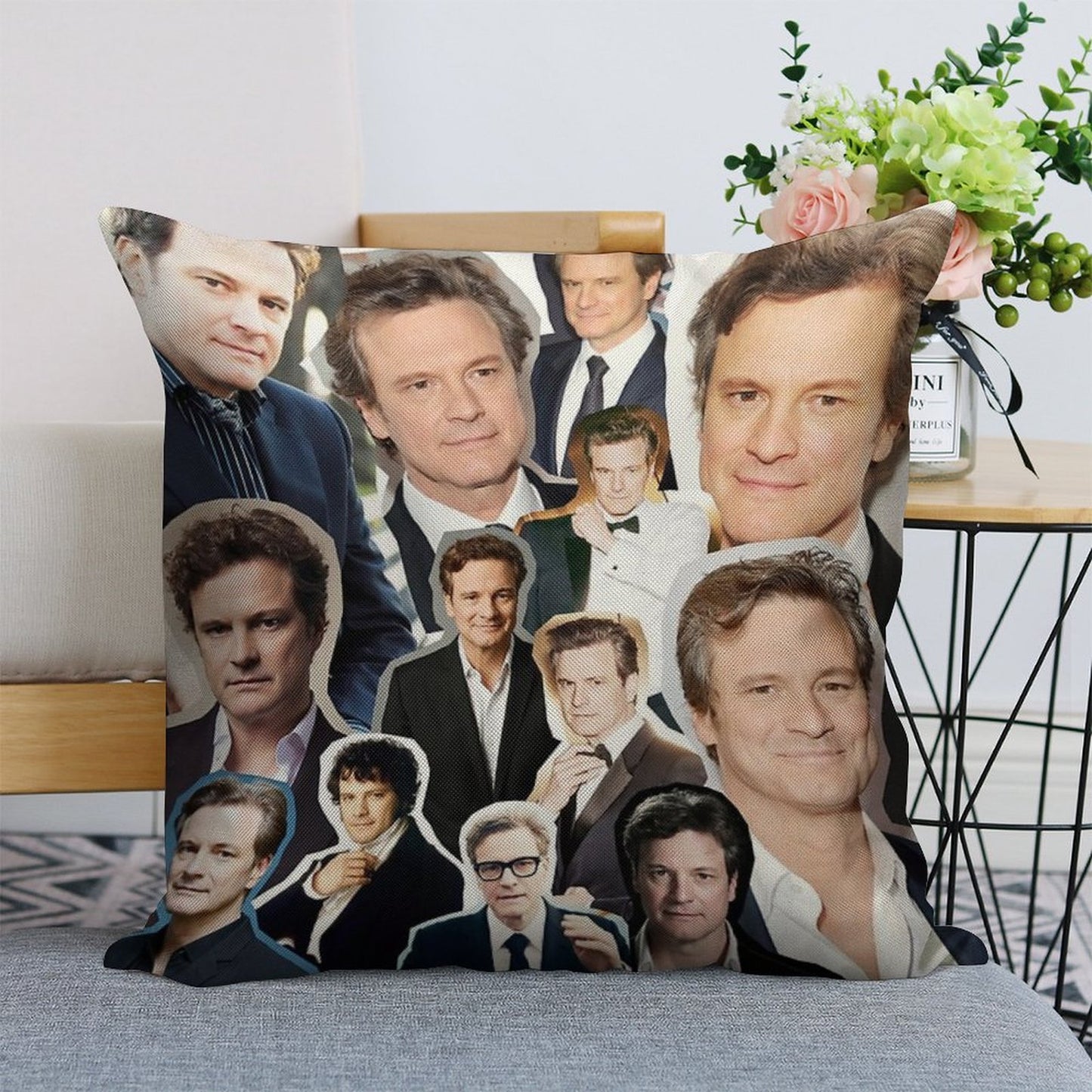Colin Firth Linen Throw Pillow Cover