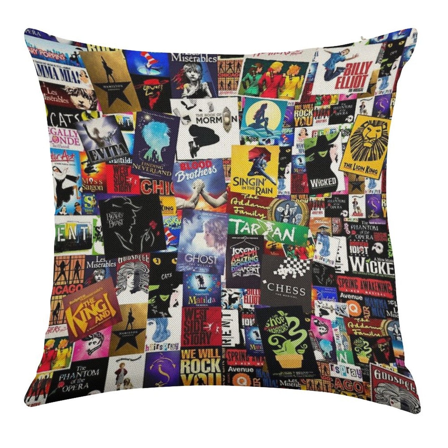 Musicals Collage IV Original Linen Throw Pillow Cover