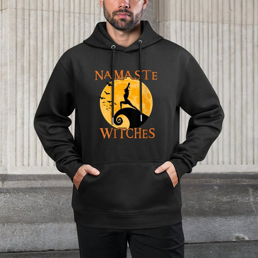 Womens Namaste Witches Yoga Warrior I Pose Halloween Yoga Unisex Design Hoodie