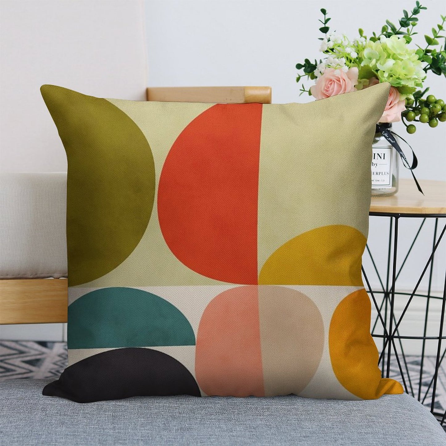 Mid Century 3 Linen Throw Pillow Cover