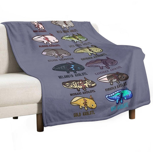 Axolotl Morphs And Colors Throw Blanket