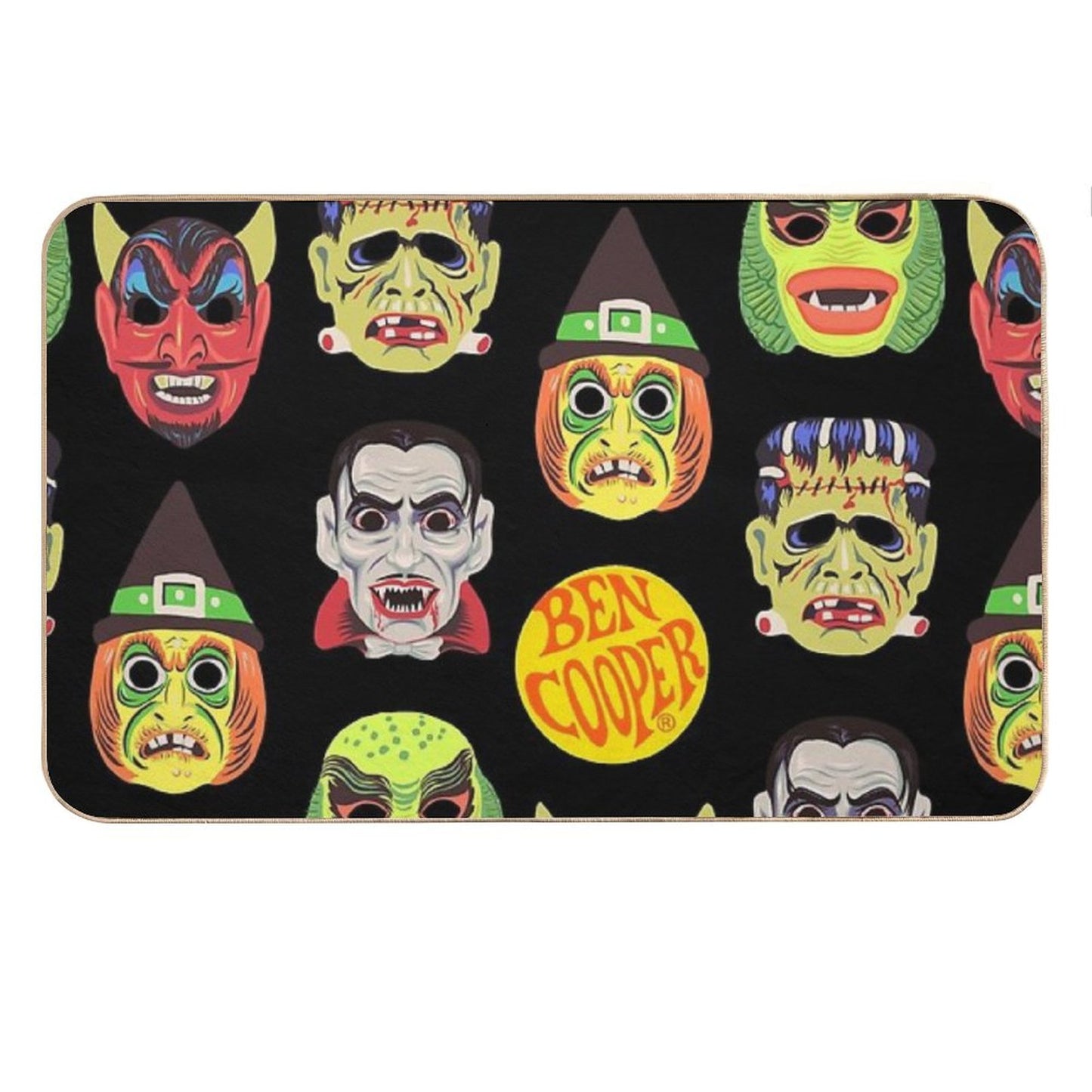 Vintage Halloween Masks Bath Mat