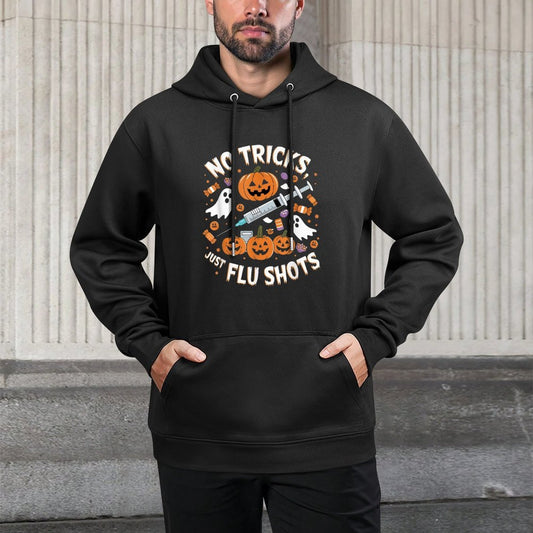 Halloween Healthcare Humor Flu Shots And Pumpkins Theme Kangaroo Pocket Hoodie