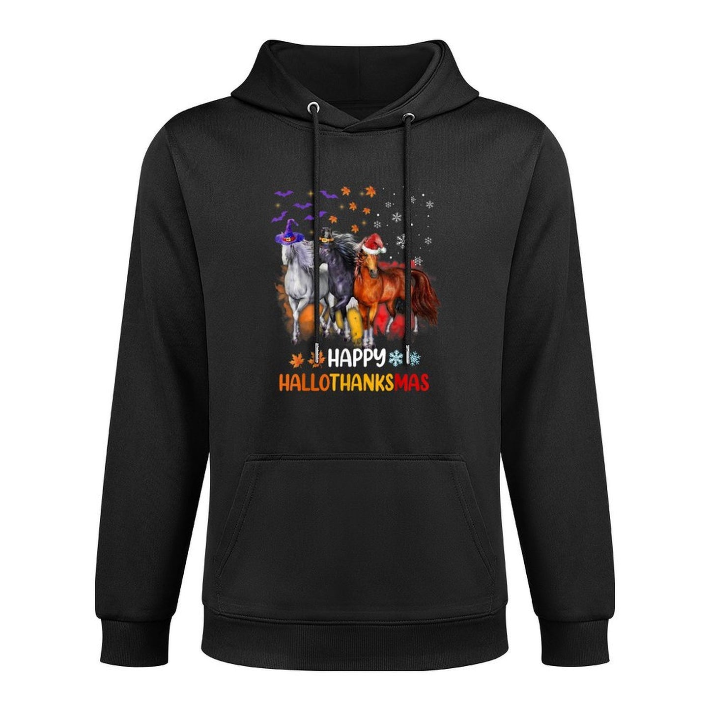 Horse Lover Halloween Merry Christmas Happy Hallothanksmas Unisex Design Hoodie
