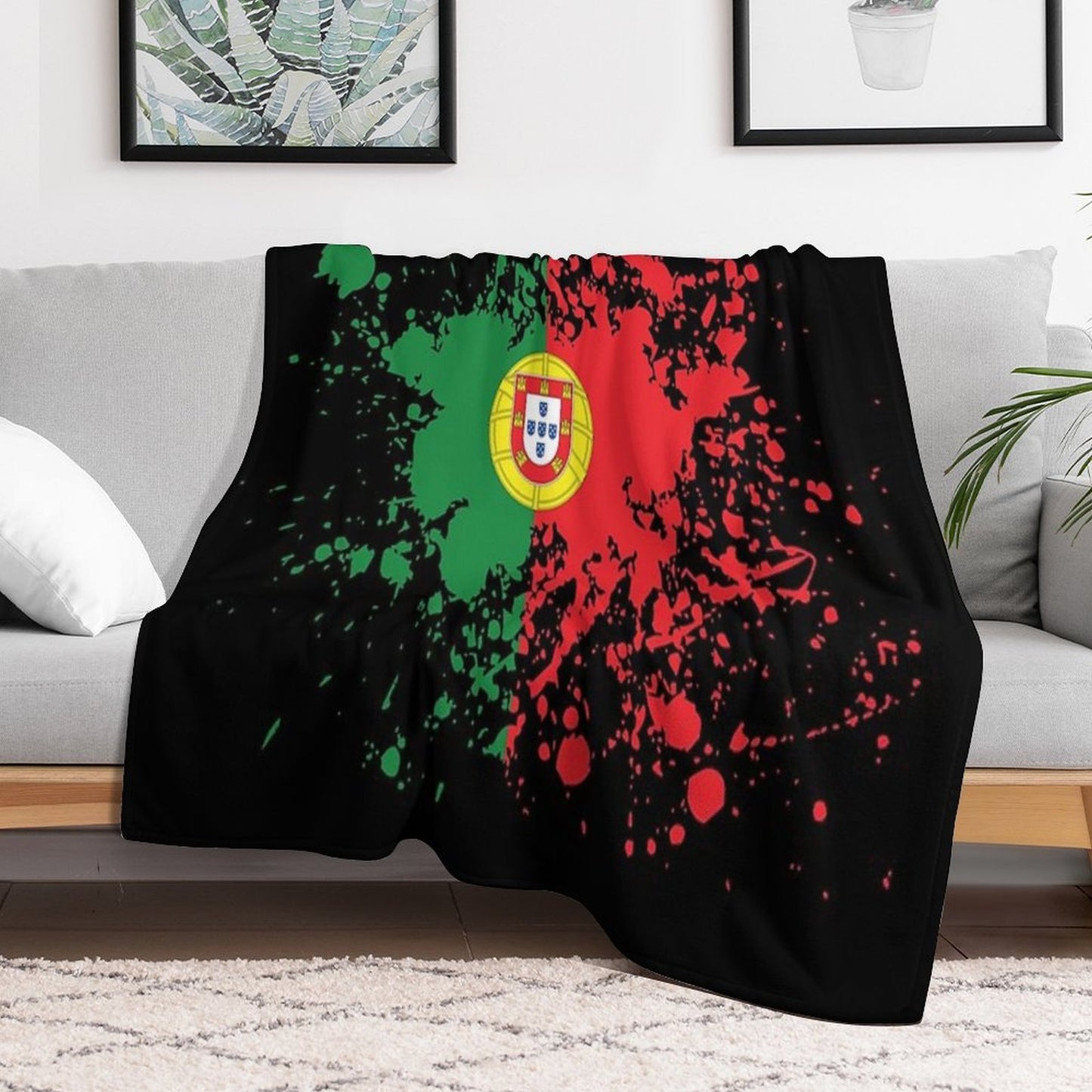 Portugal Souvenir Landmark, Portugal Flag Travel Throw Blanket