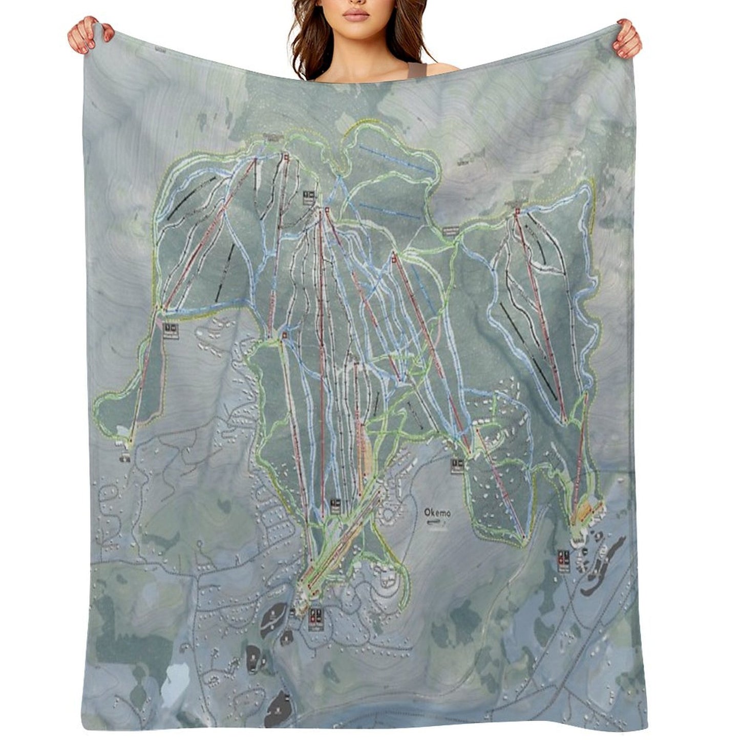 Okemo Resort Trail Map Throw Blanket