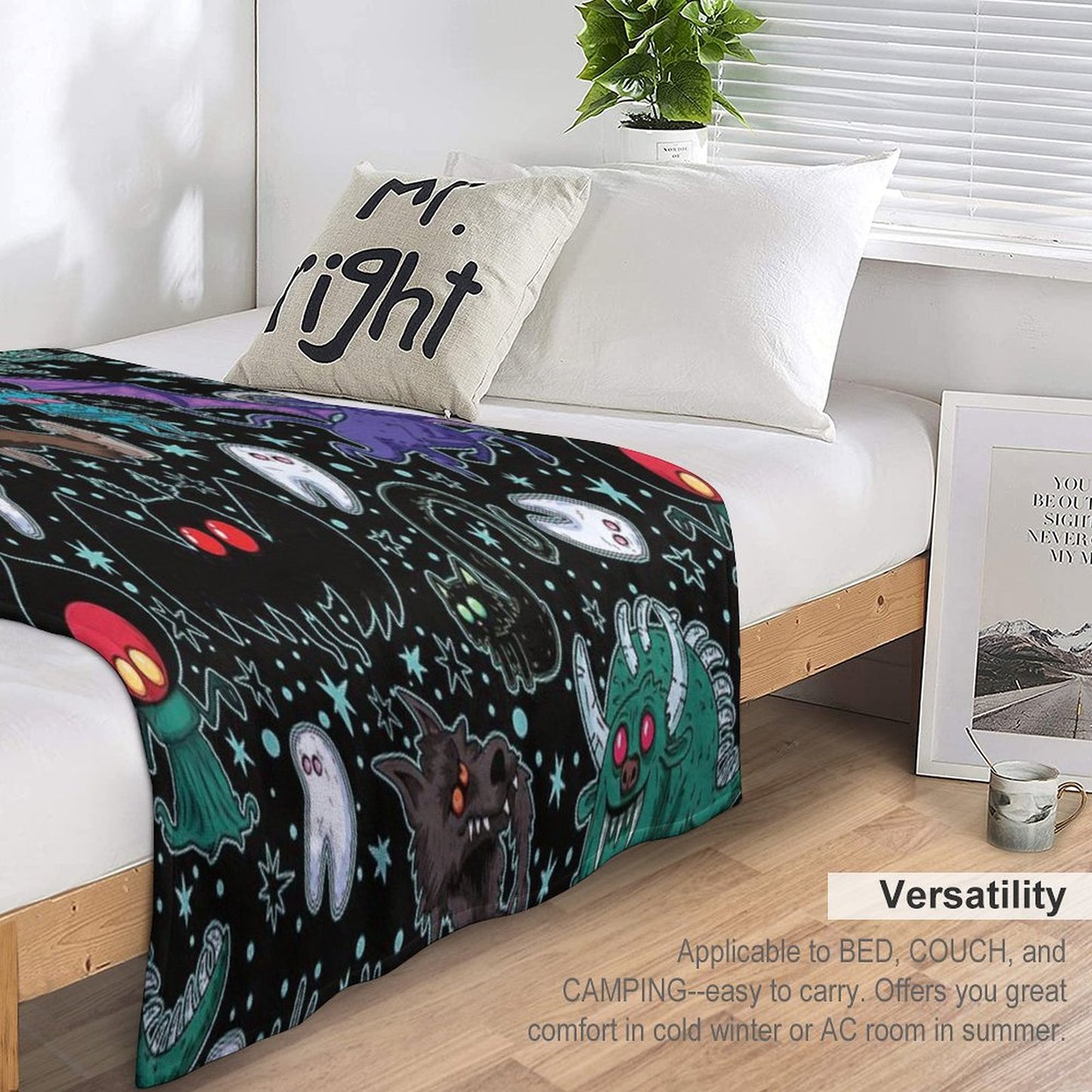 Cryptids Night Black Throw Blanket