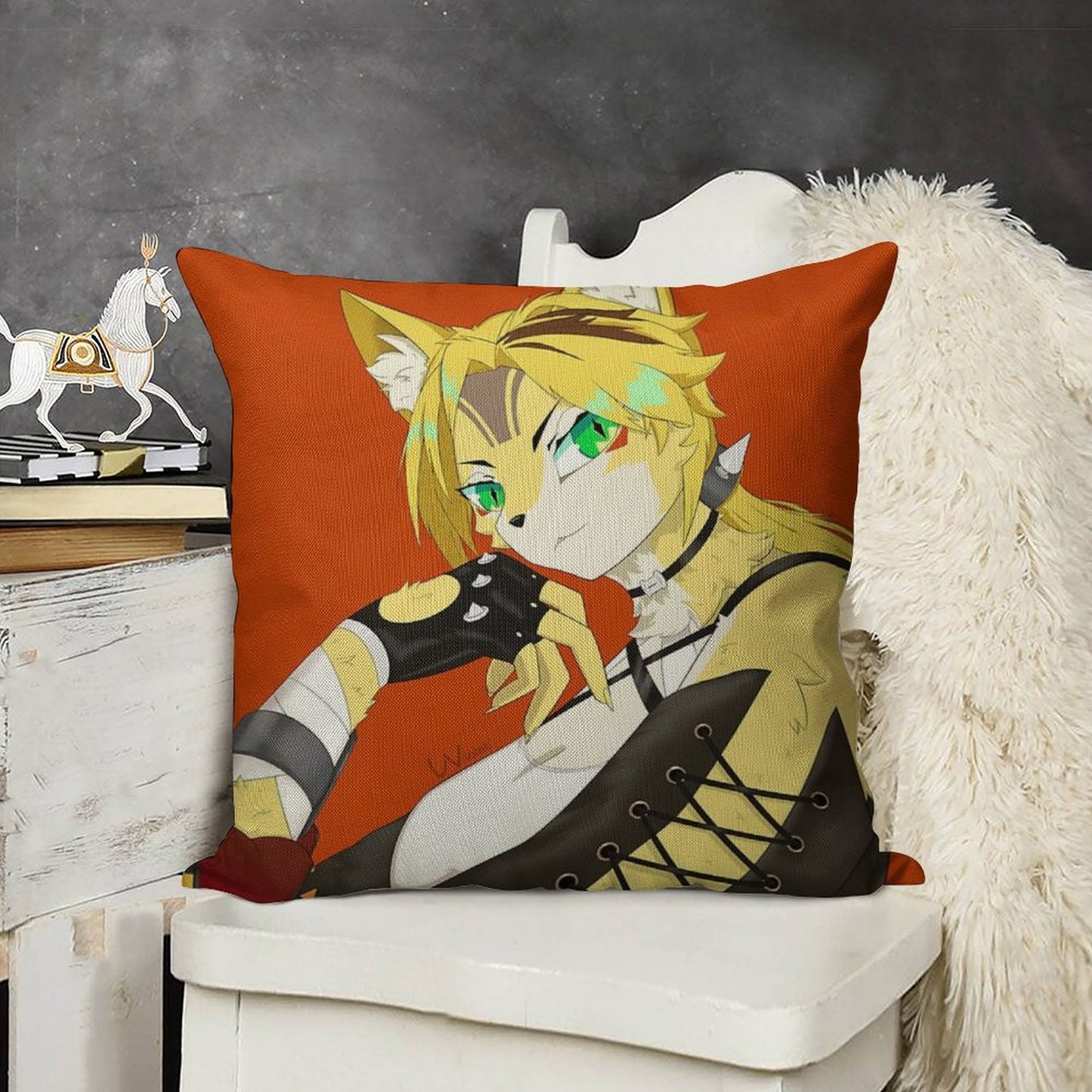 The Cat of Calydon Linen Throw Pillow Cover