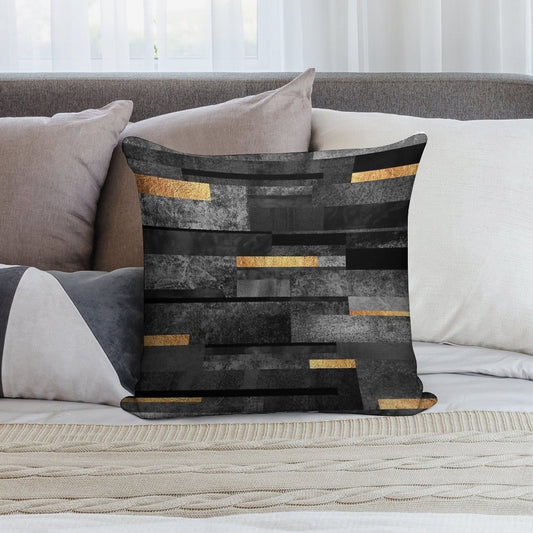 Urban Black & Gold Soft Fade-Resistant Throw Pillow