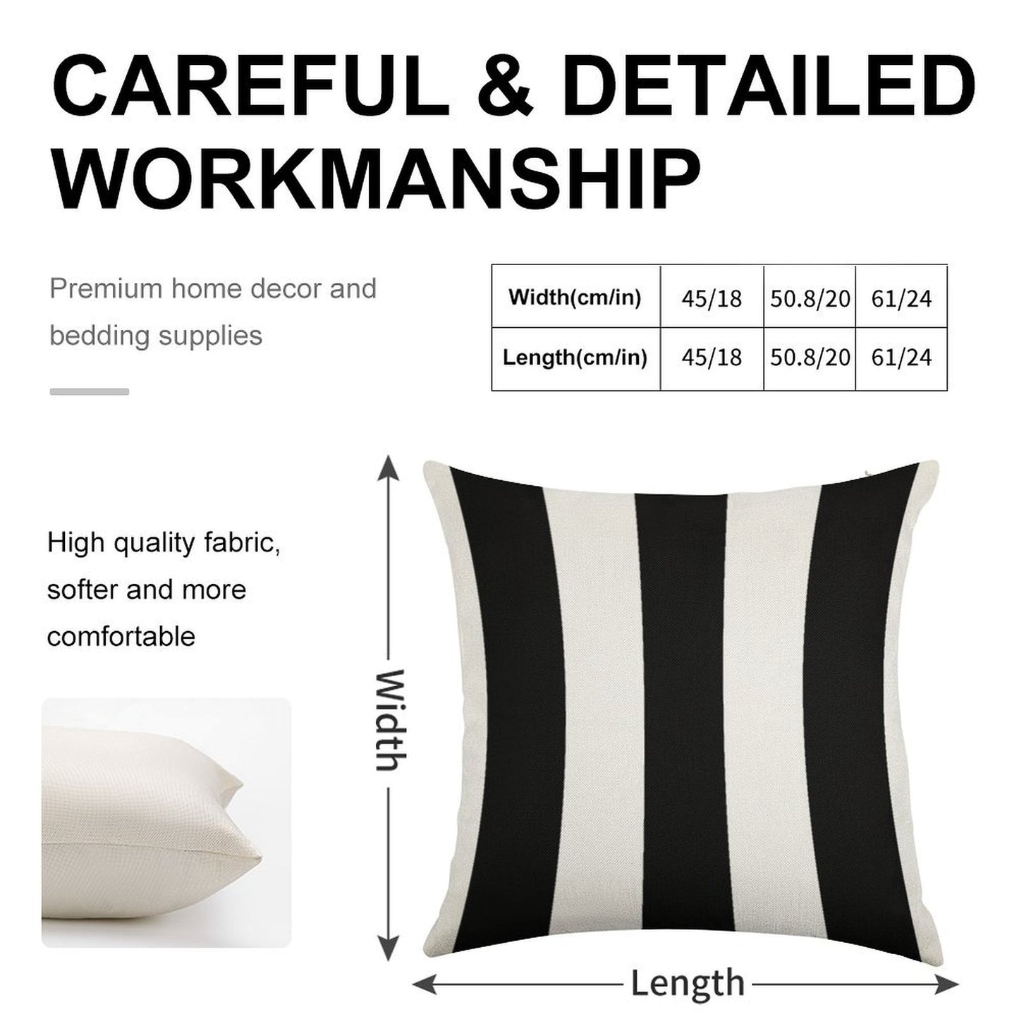 Black And White Stripes Linen Throw Pillow Cover