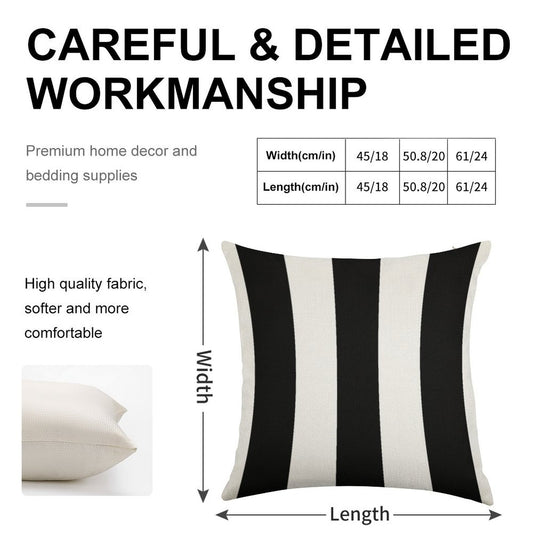 Black And White Stripes Linen Throw Pillow Cover
