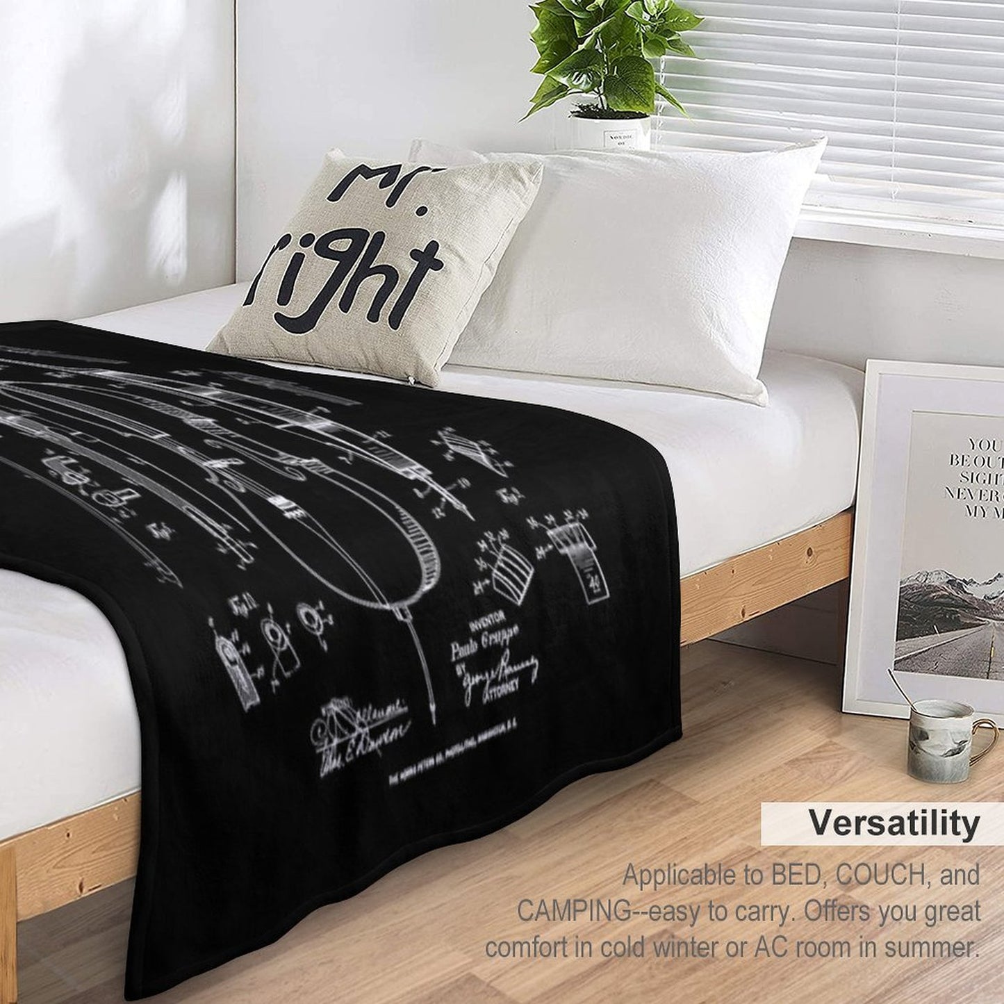 Cello Vintage Patent Cellist Drawing Print Throw Blanket