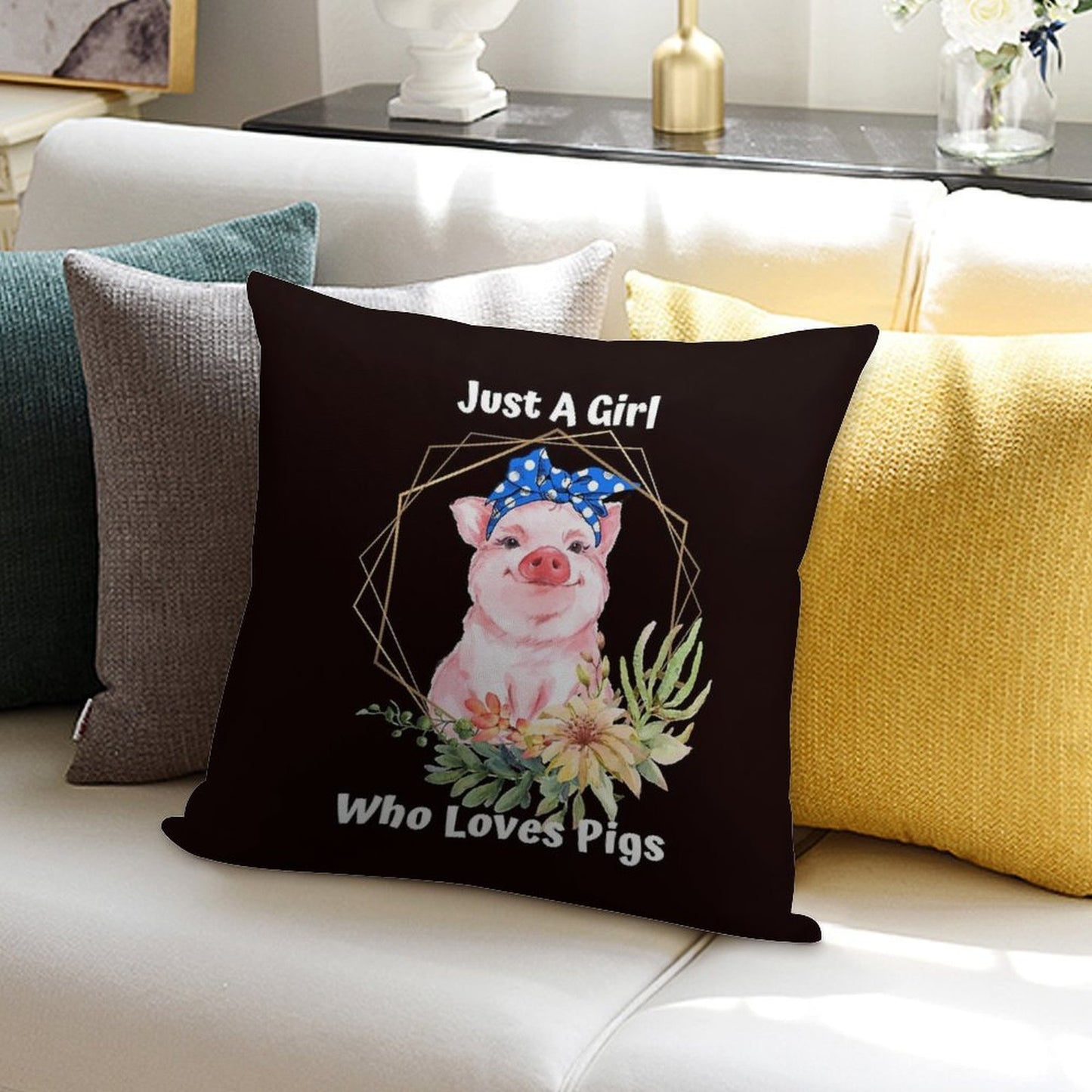Just A Girl Who Loves Pigs Soft High-Density Material Throw Pillow
